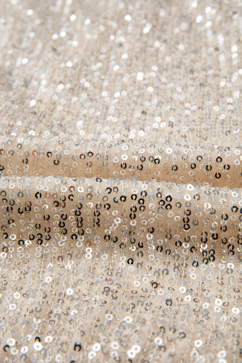 Beige Starlight Wrap Sequin Bodysuit