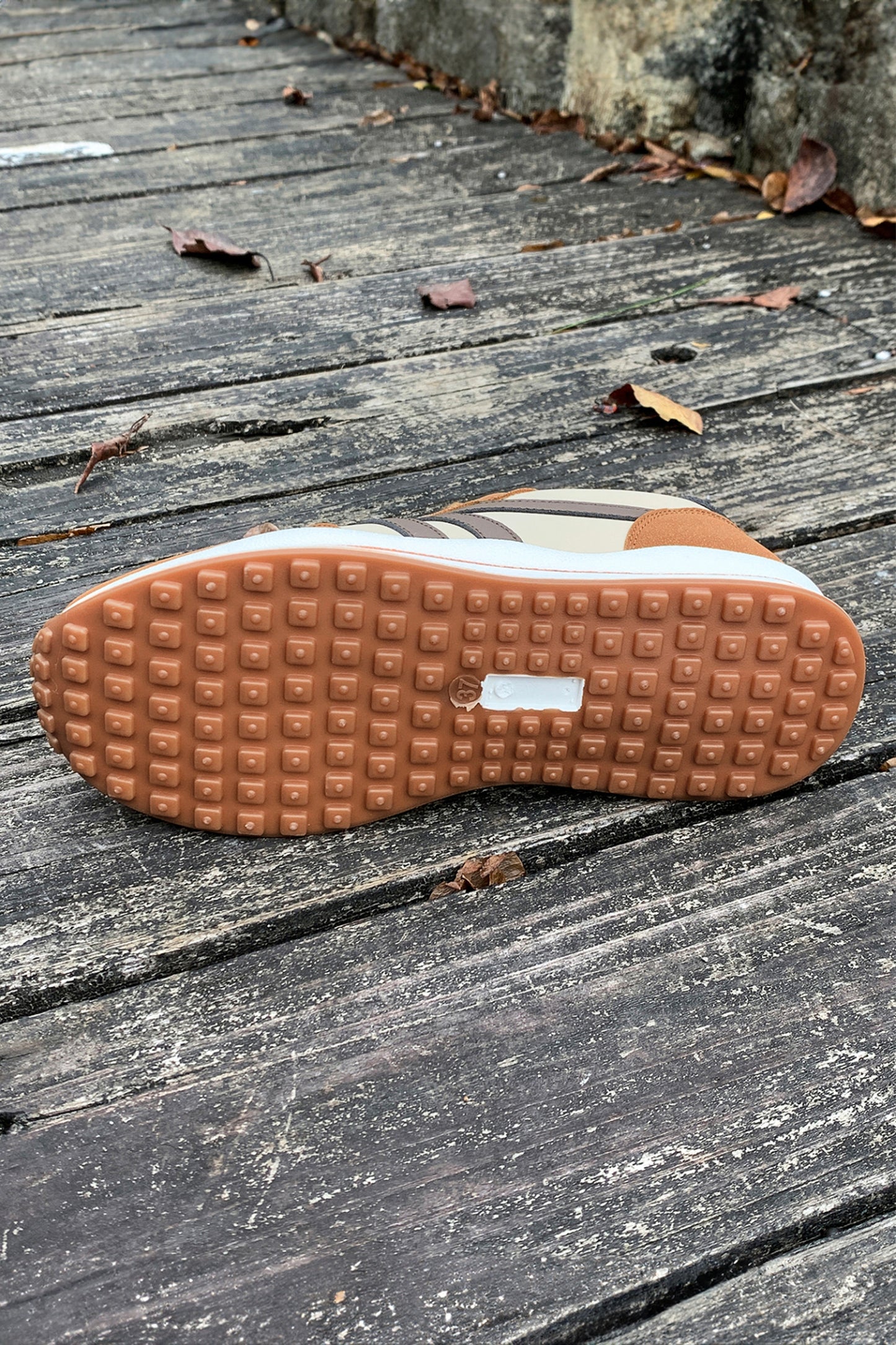 Brown Varsity Color Block Patchwork Lace-up PU Leather Sneakers