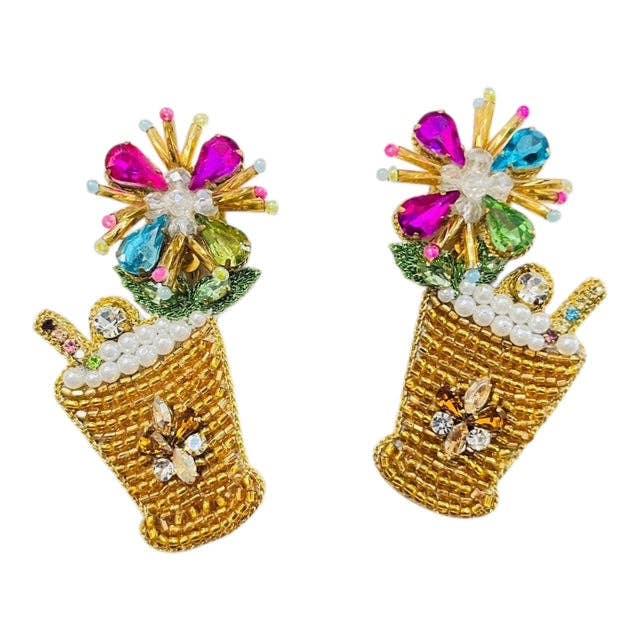 Derby Gold and Multi Stone Mint Julep Earrings