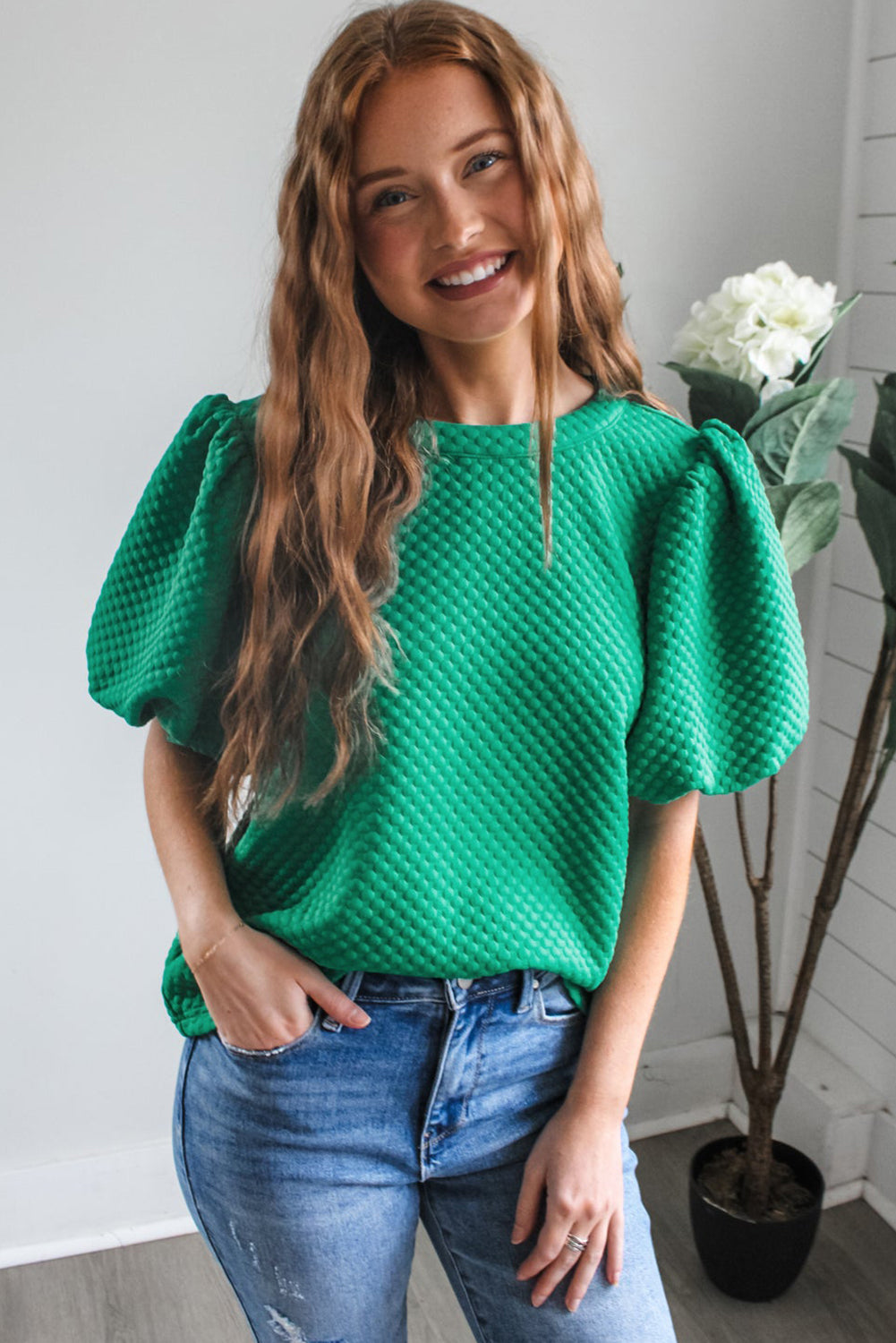 Emerald Hour Puff Sleeve Top