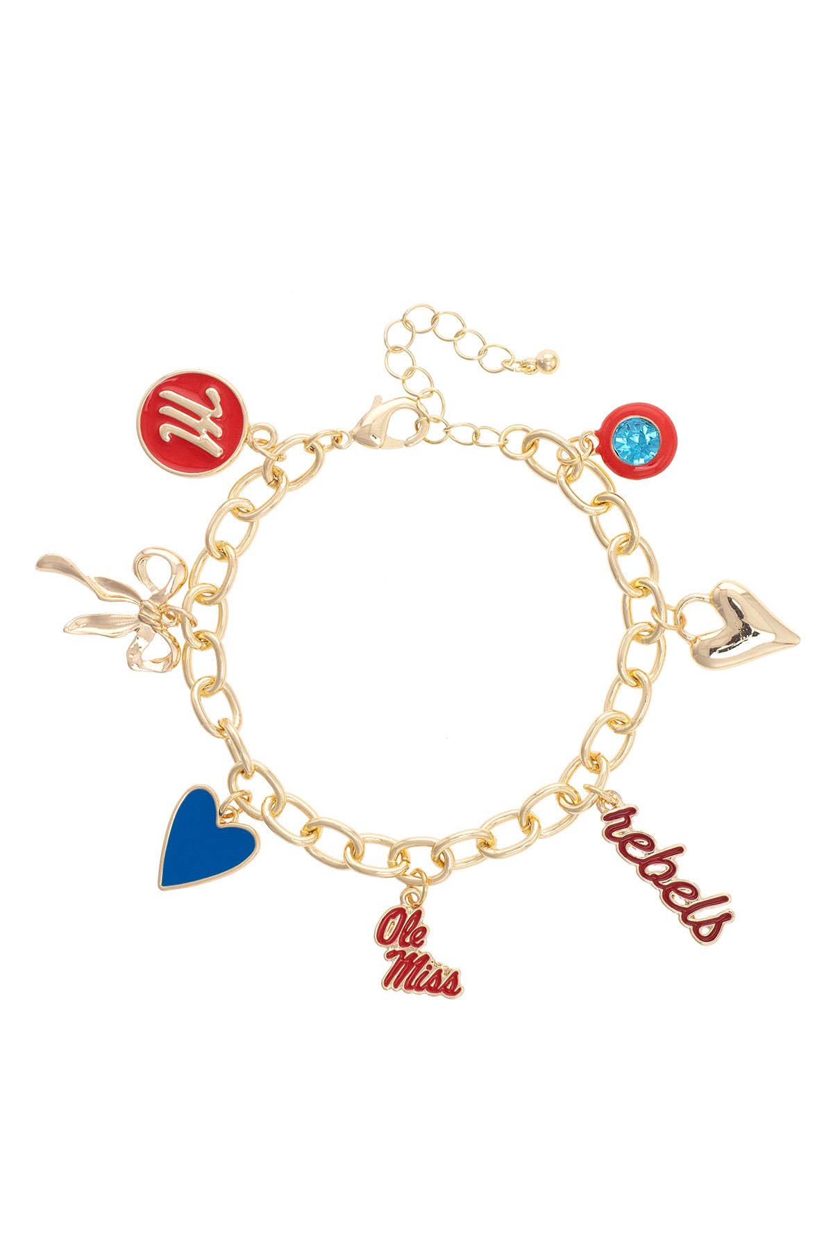 Ole Miss Rebels Enamel Icons Charm Bracelet (Gold)