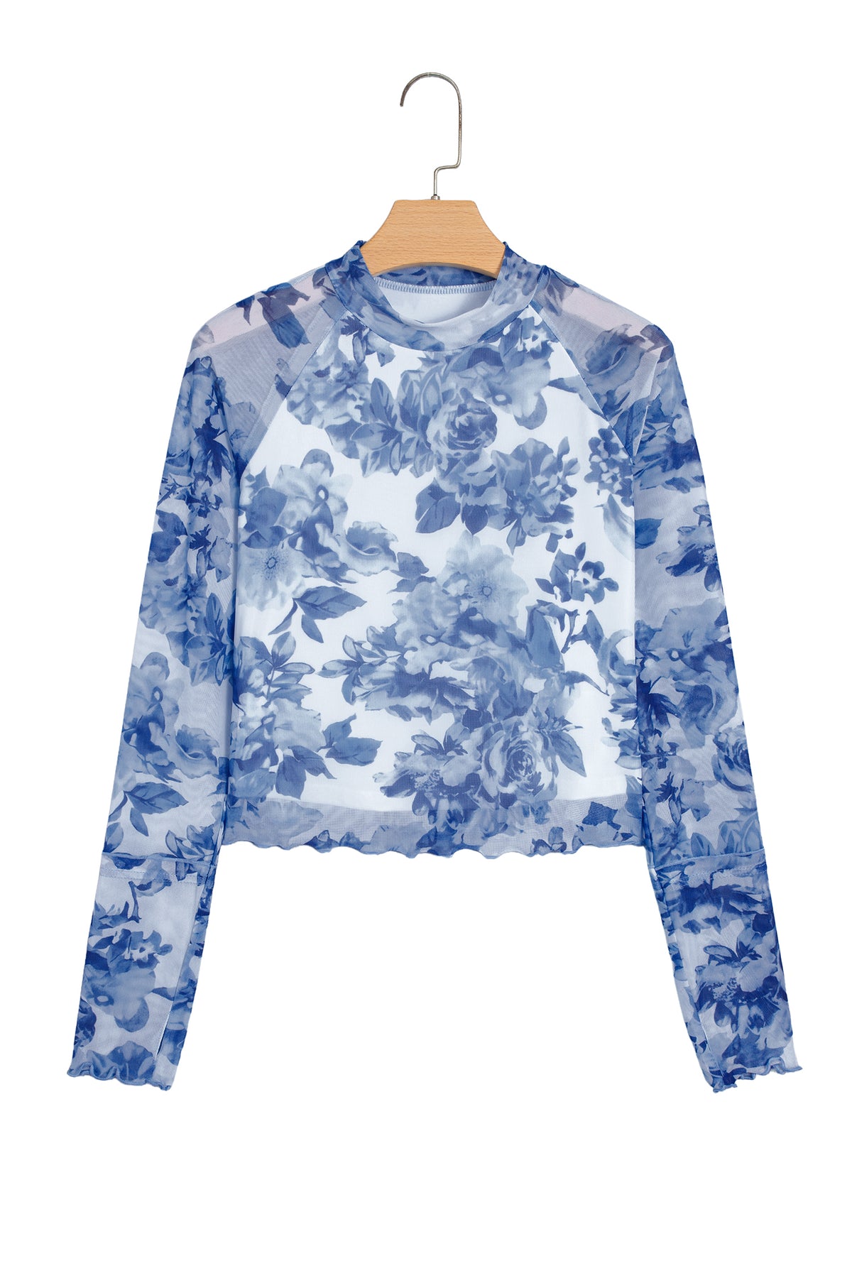 The Powder Blue Petals Mesh Top