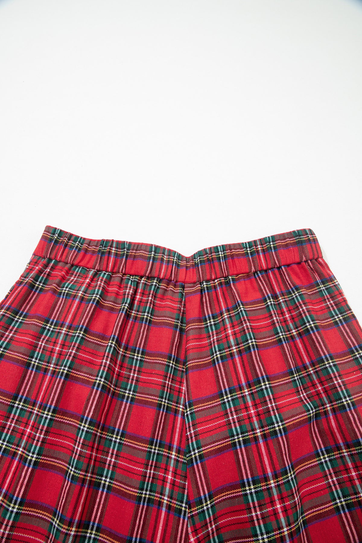 Red Festive Plaid Wide Leg Pull On Pants