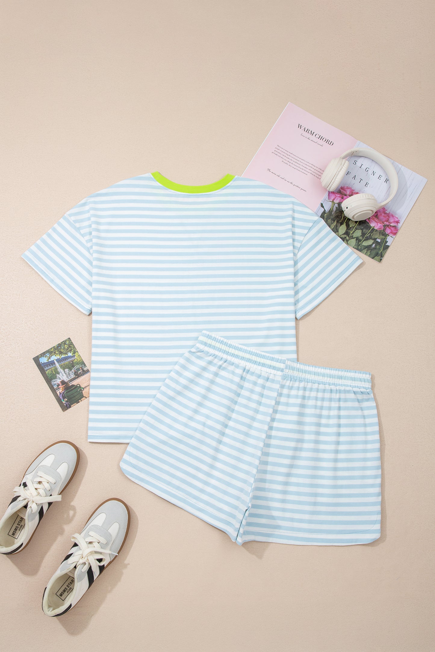 Coastal Lime Stripe Lounge Set