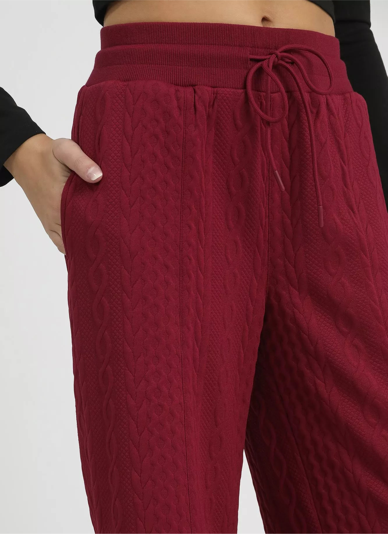 Umgee Cable Knit Textured Wide Leg Pants