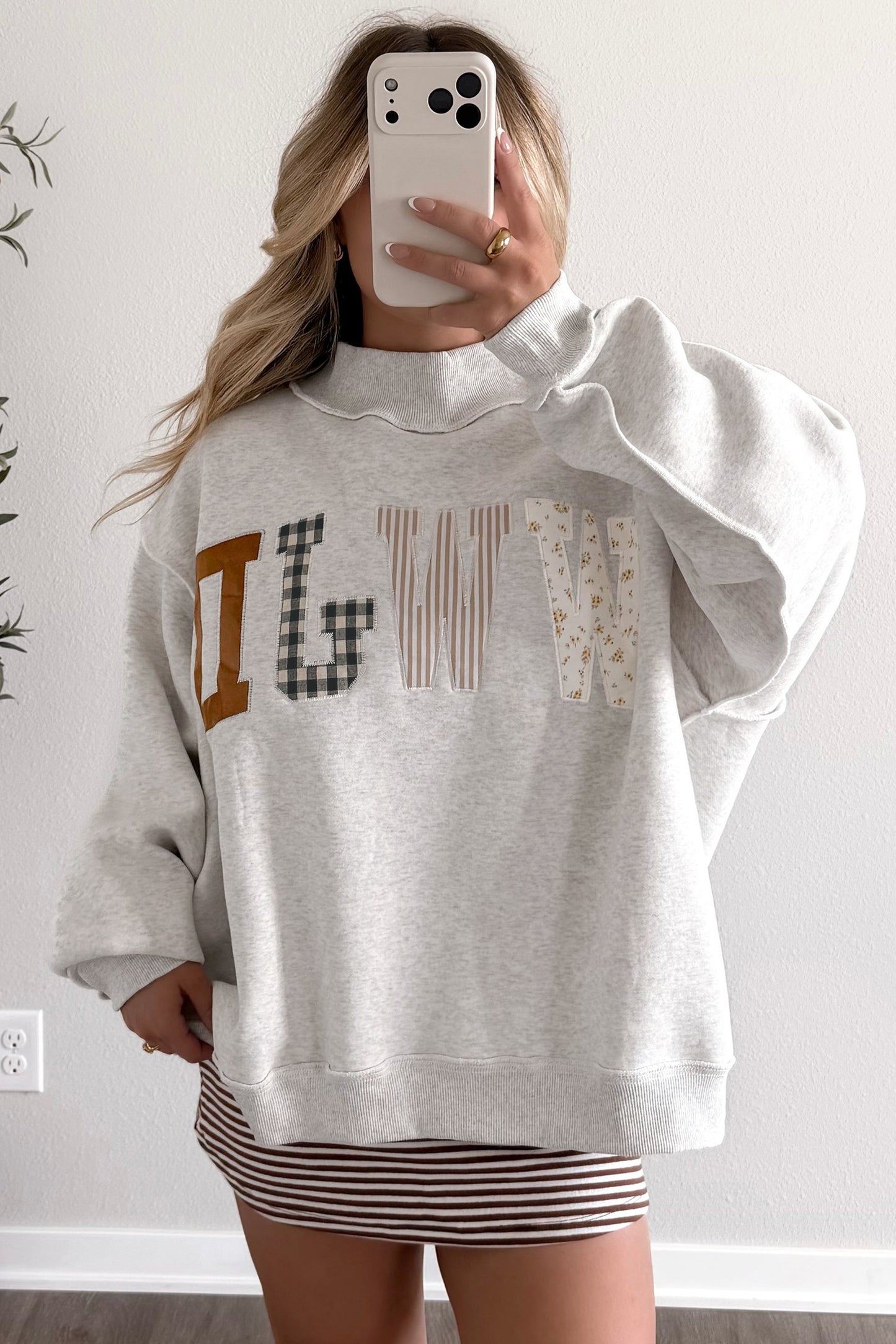 Gray WWJD Embroidered Mock Neck Sweatshirt