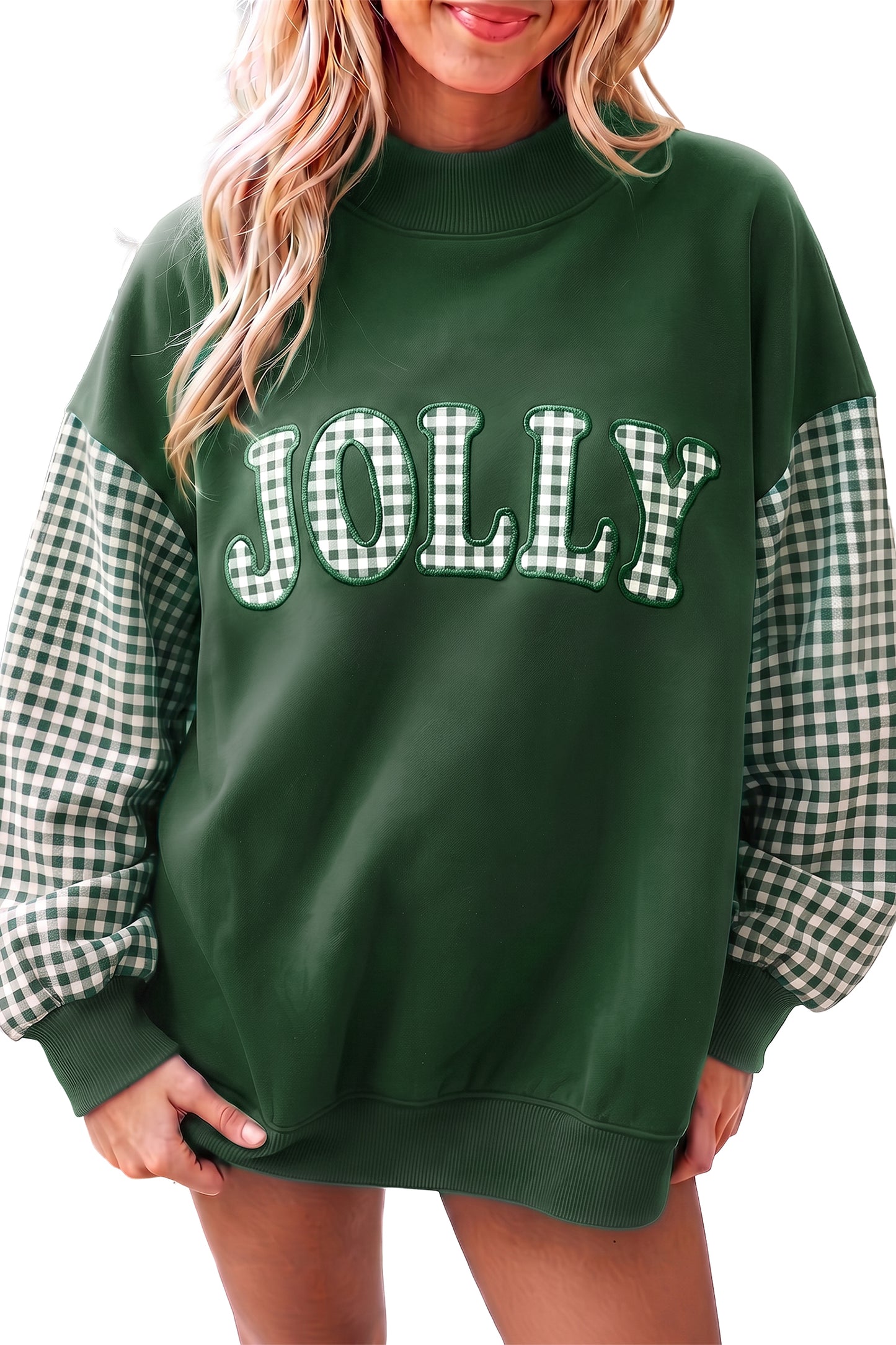 Carrot Gingham Plaid Oversized Pullover Sweatshirt