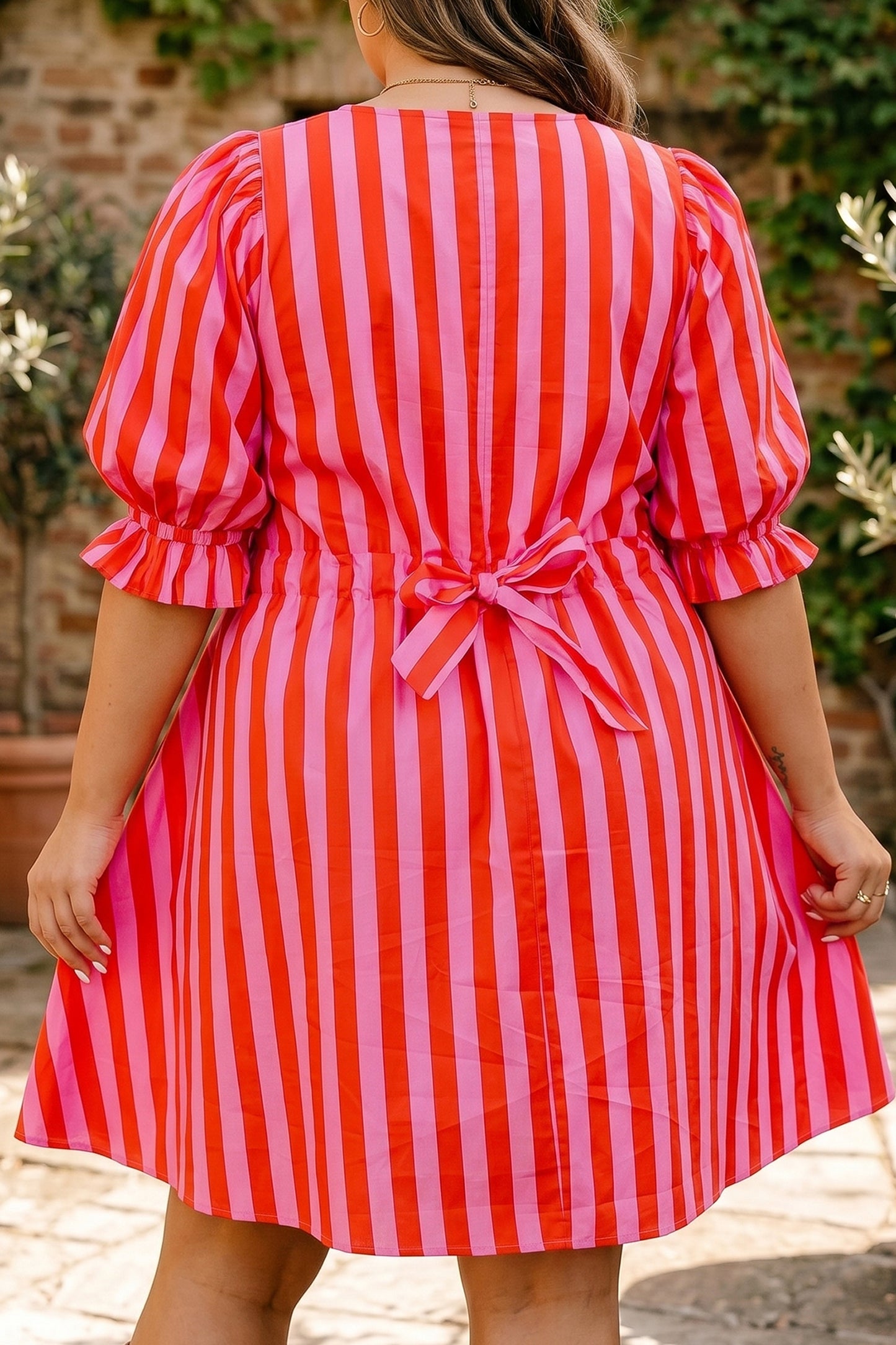 Pink Prosecco Stripe Dress Plus Size