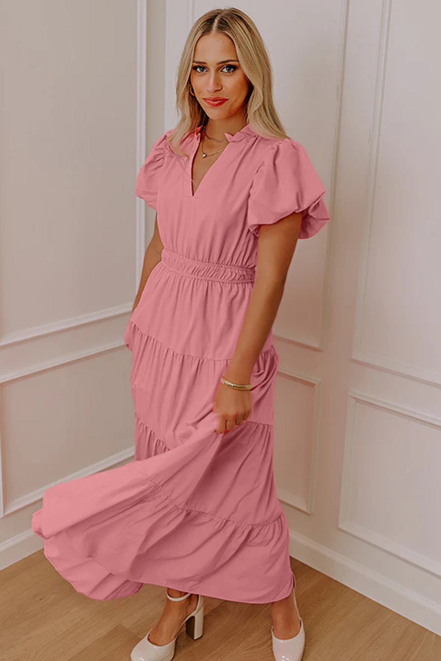 Blushing Garden Tiered Maxi Dres