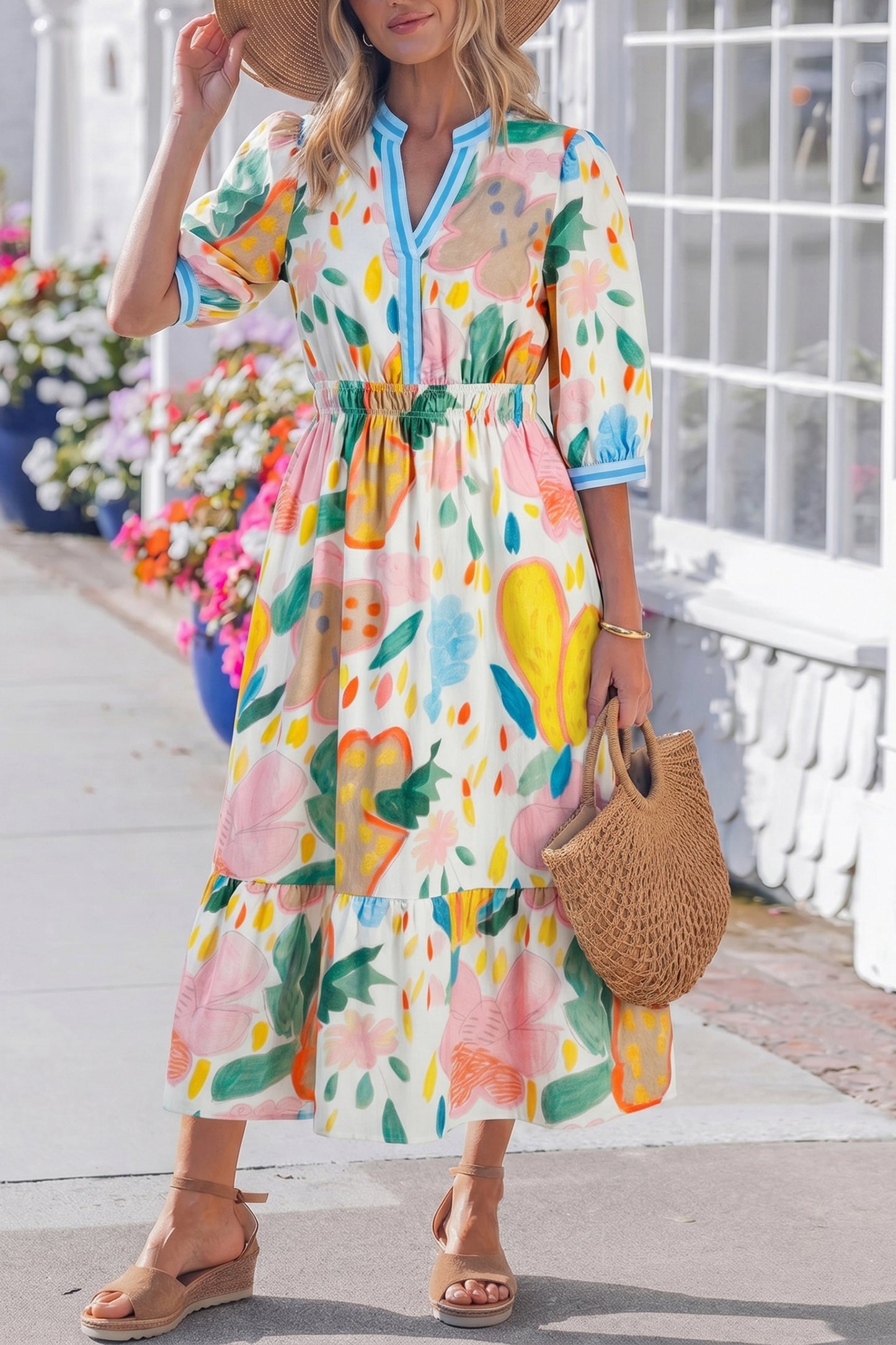 The Painted Petals Midi Dress