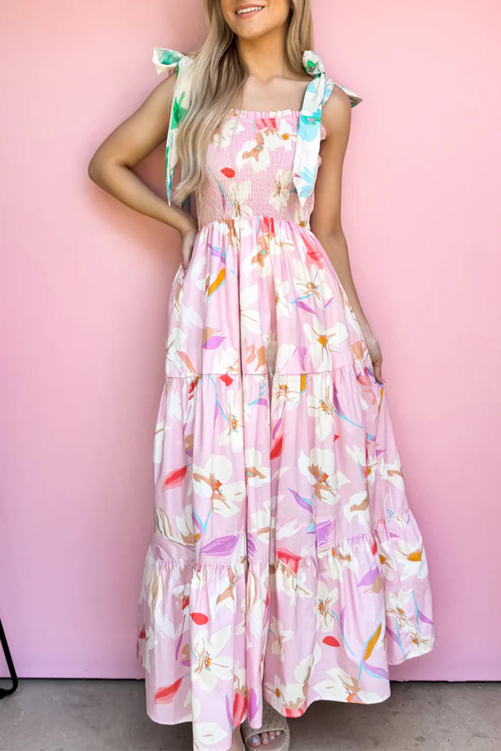 Blushing Petals Tiered Maxi Dress