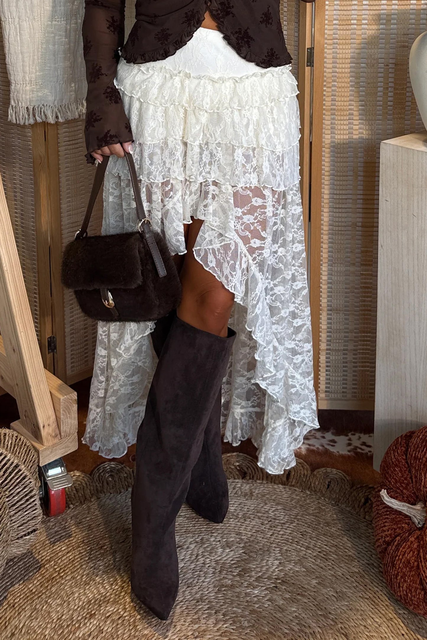 Moonlight Muse Lace Hi-Low Skirt