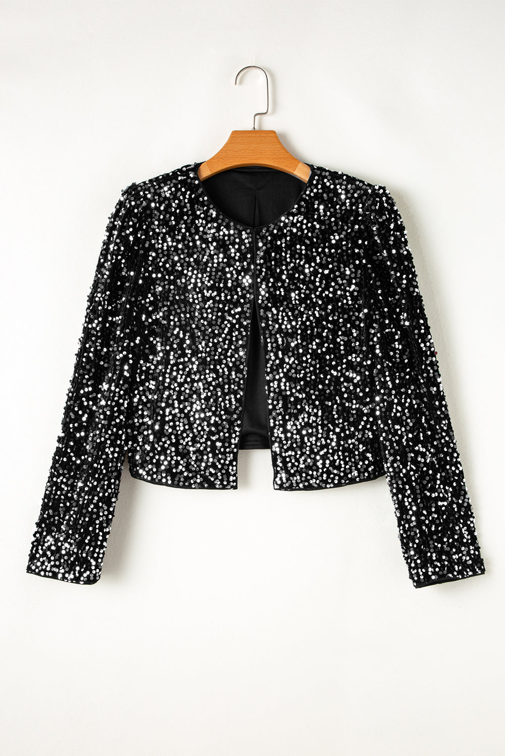 Midnight Frost Cropped Sequin Jacket