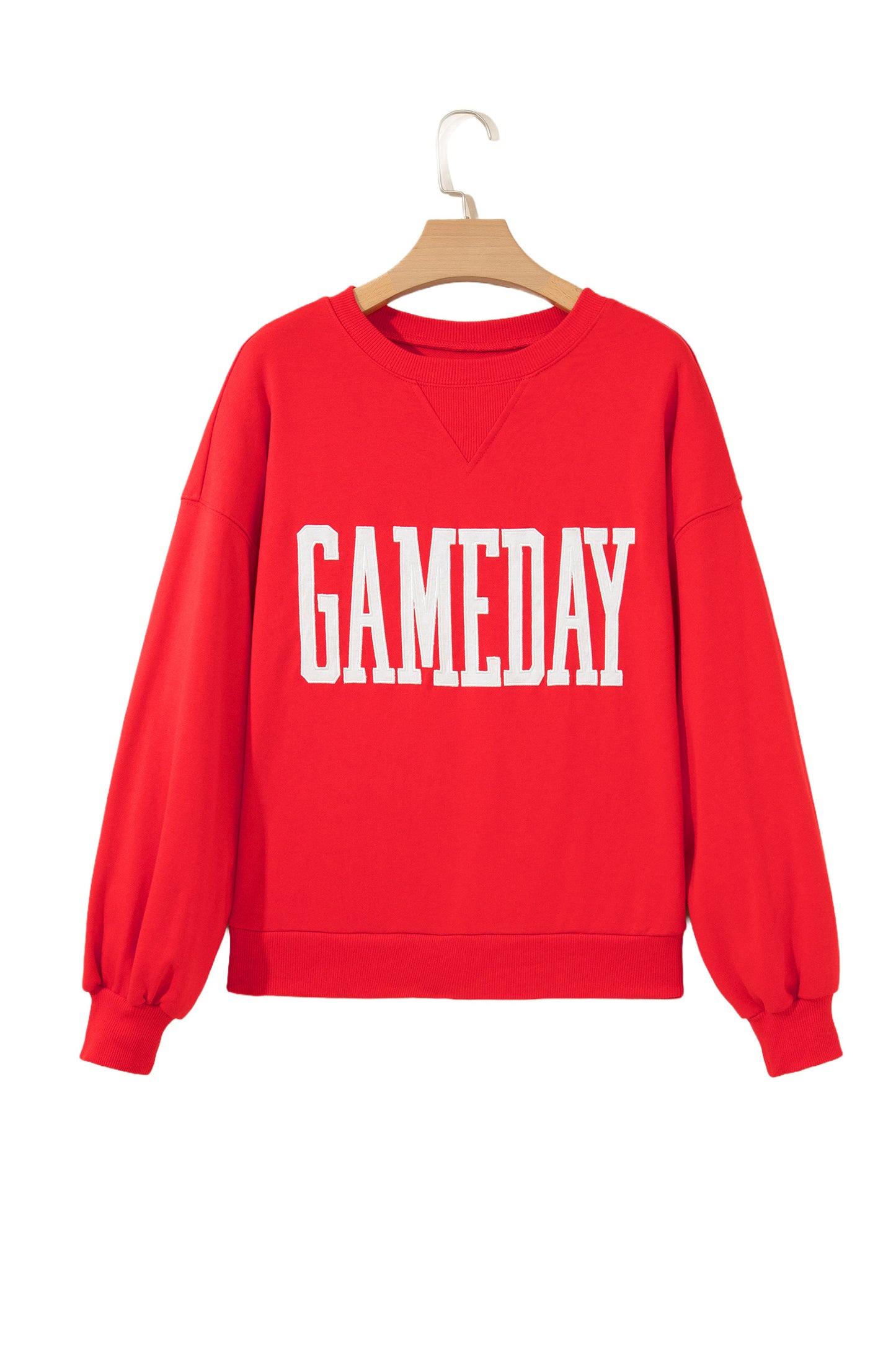 Red GAMEDAY Embroidered Patch Pattern Sweatshirt
