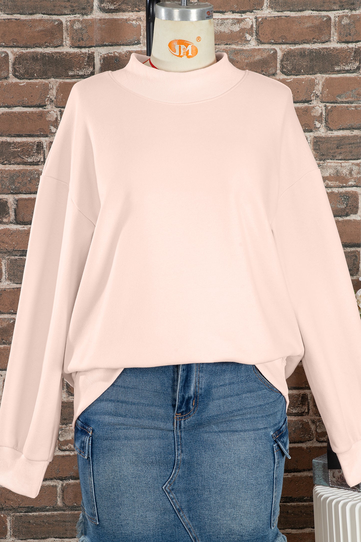 Blushing Cloud Oversized Mock Neck Sweatshirt