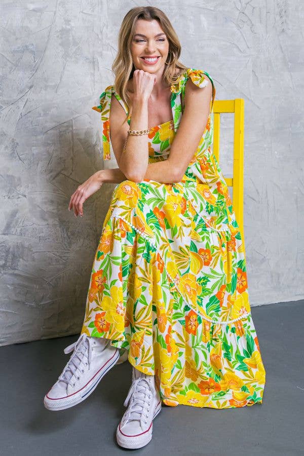 Citrus Bloom Maxi Dress
