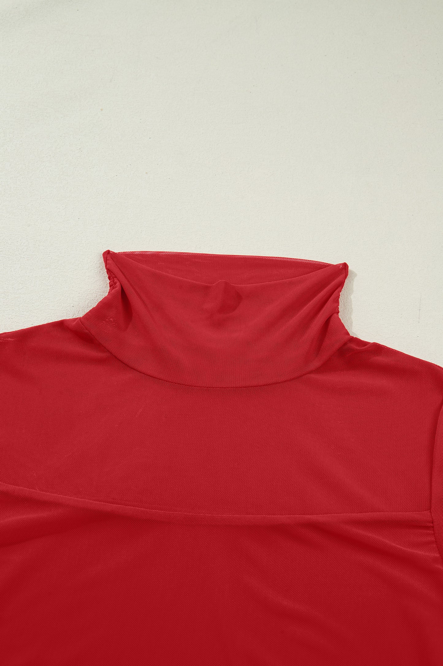 Crimson Allure Mesh Turtleneck