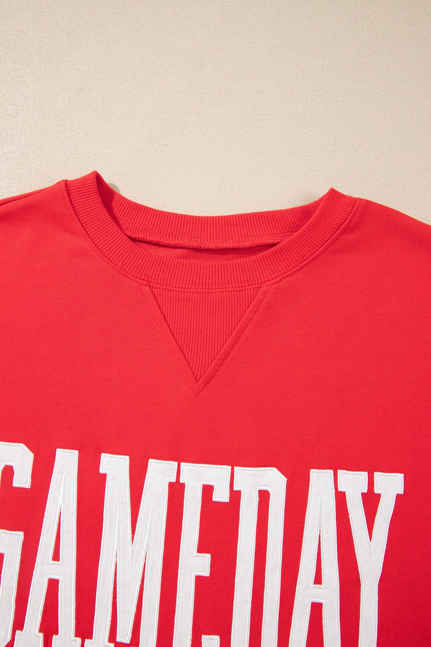 Red GAMEDAY Embroidered Patch Pattern Sweatshirt