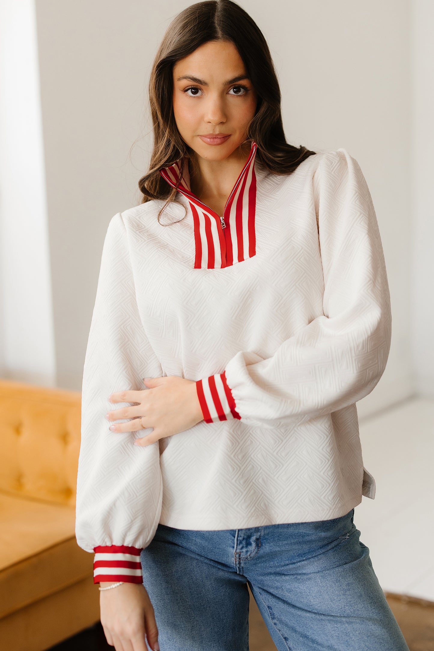 Ivory Lines Half Zip