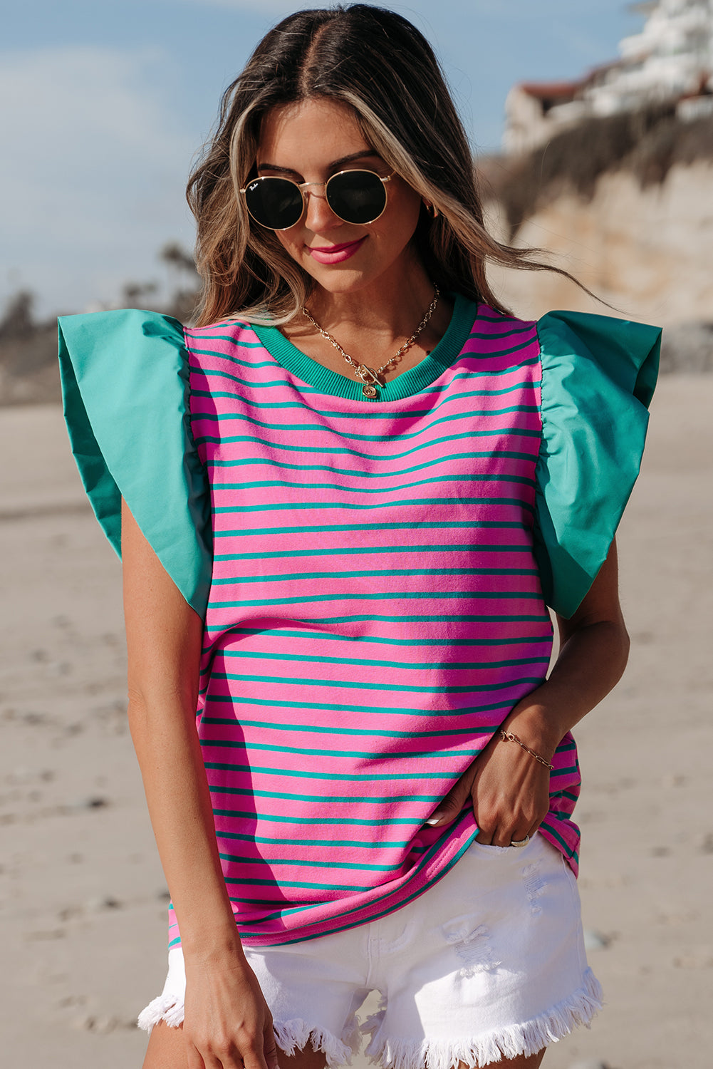 The Palm Springs Stripe Statement Blouse