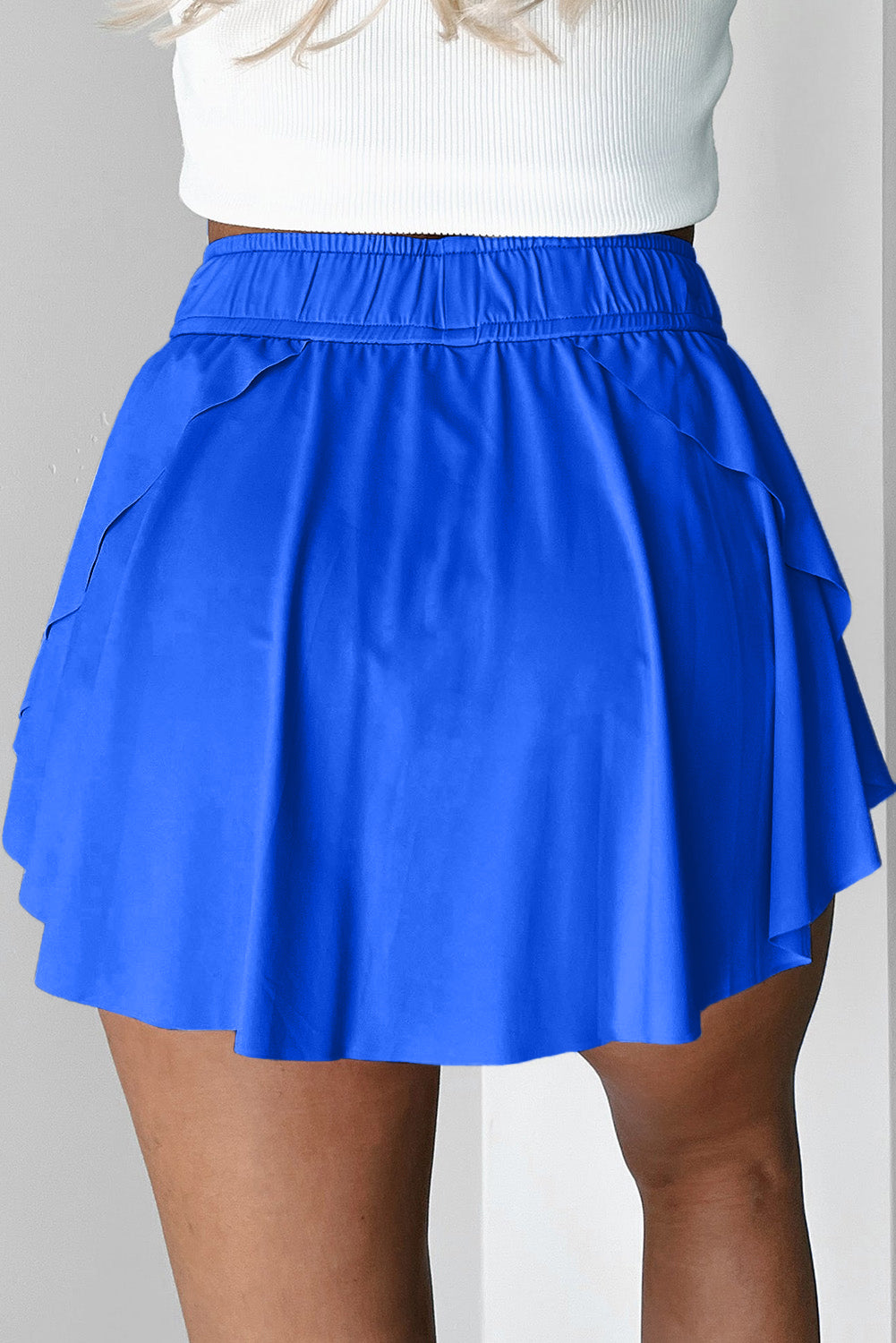 Light Green Drawstring Elastic Waistband Lined Tennis Skorts
