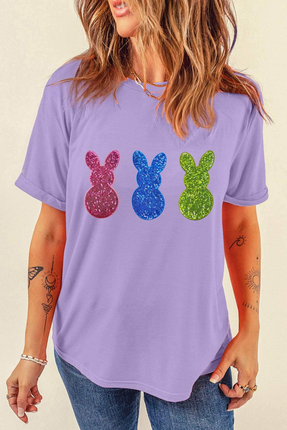 Easter Bunny Graphic Crewneck T Shirt