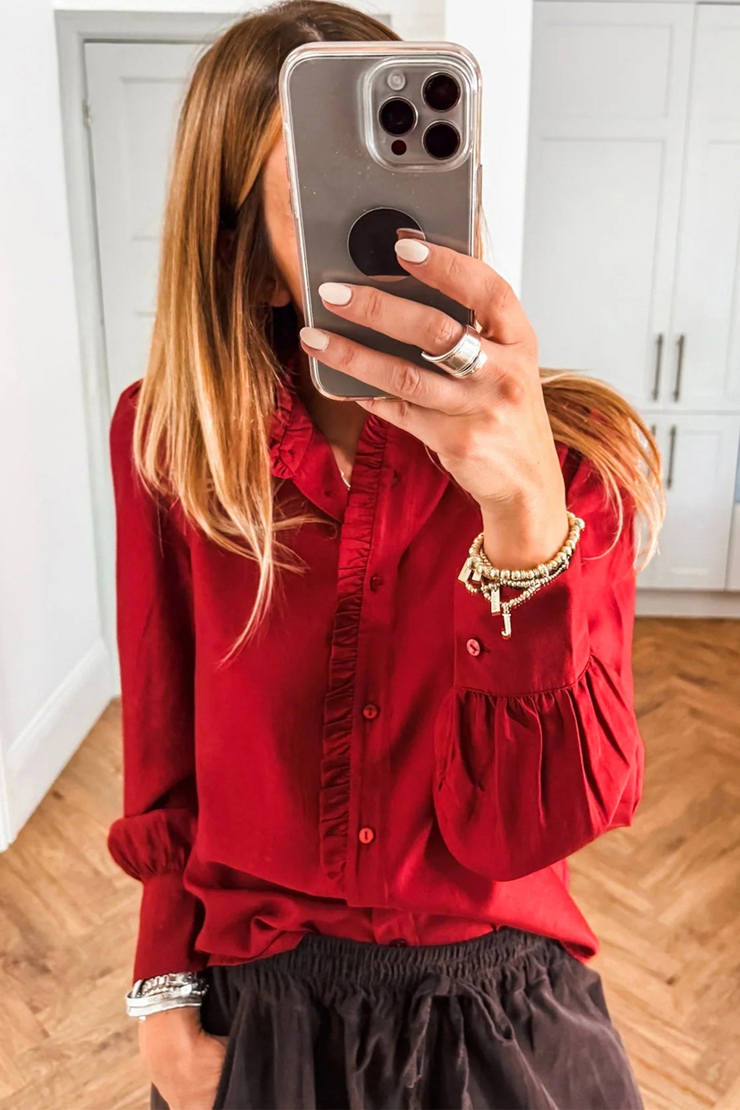 Crimson Grace Ruffle Blouse