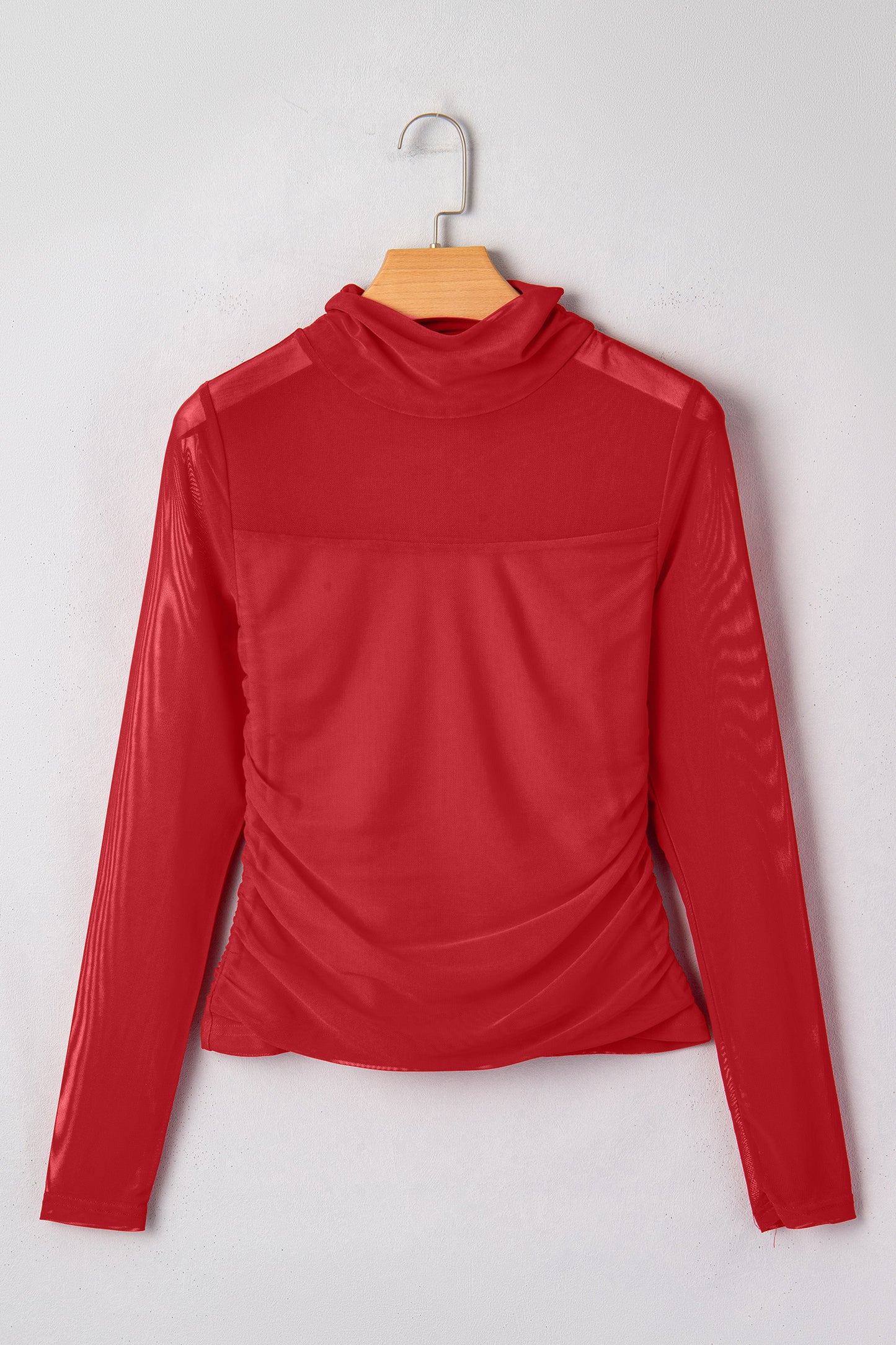 Crimson Allure Mesh Turtleneck