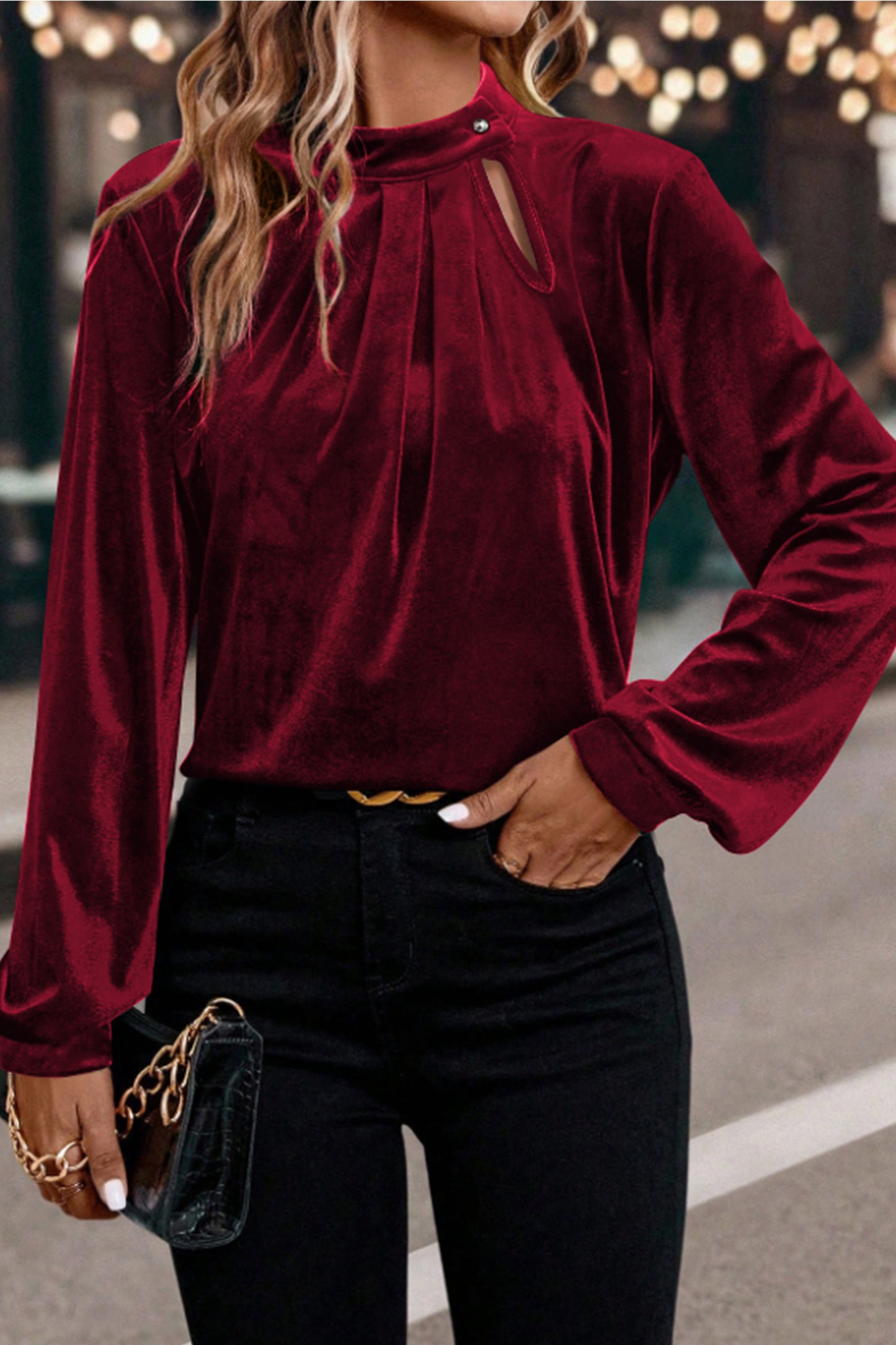 Velvet Luxe Keyhole Blouse