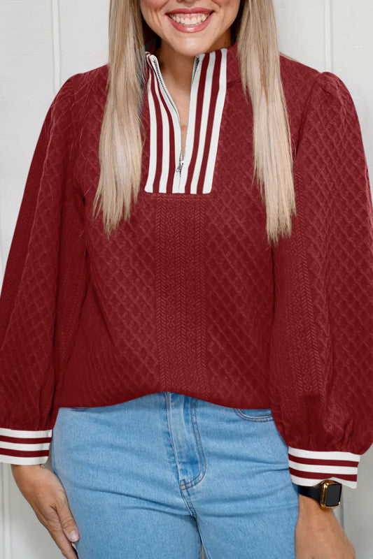 Varsity Chic Quilted Half-Zip