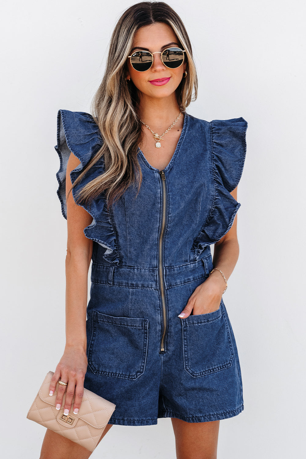 The Downtown Darling Denim Romper