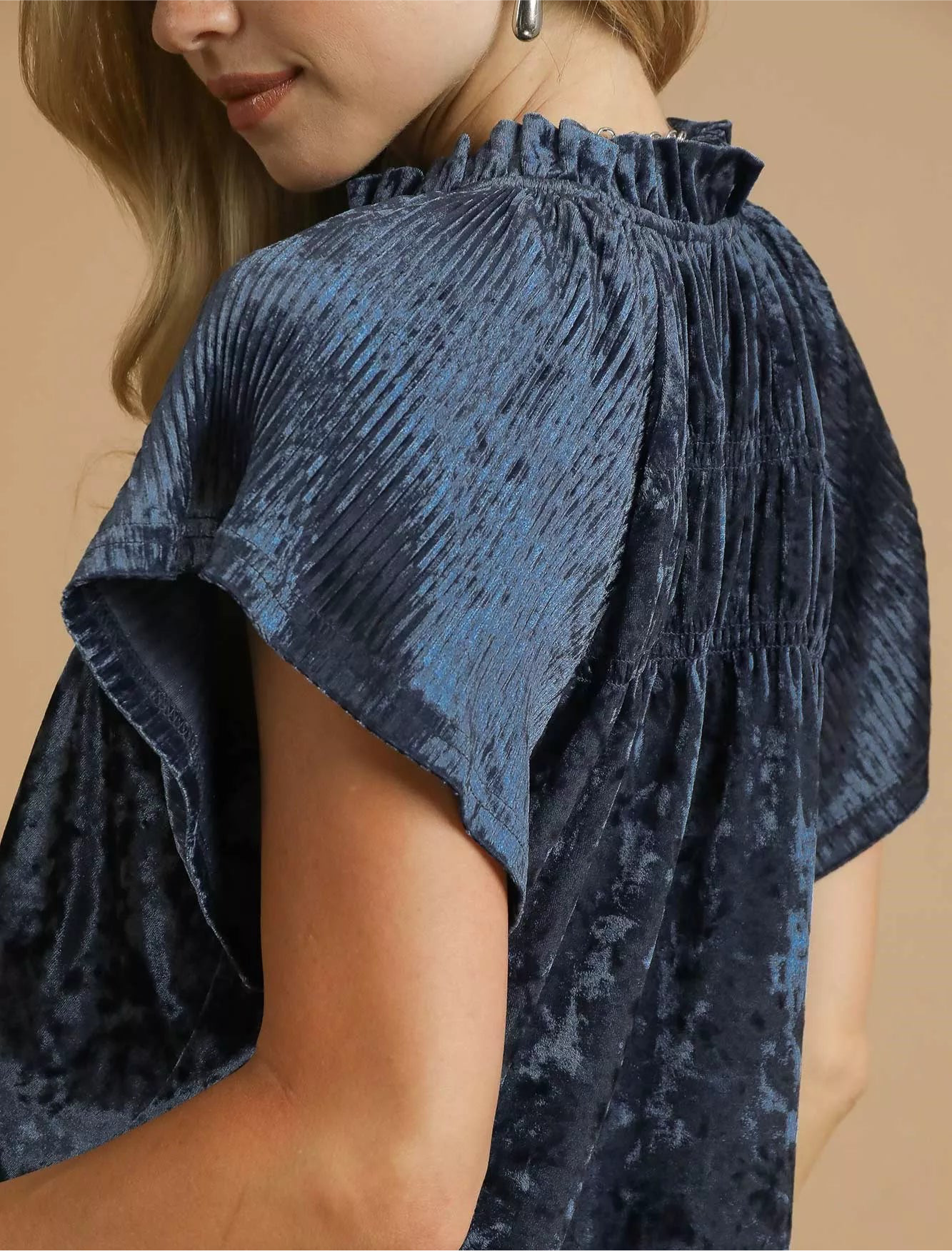 Midnight Velvet Blouse Pleated Blouse