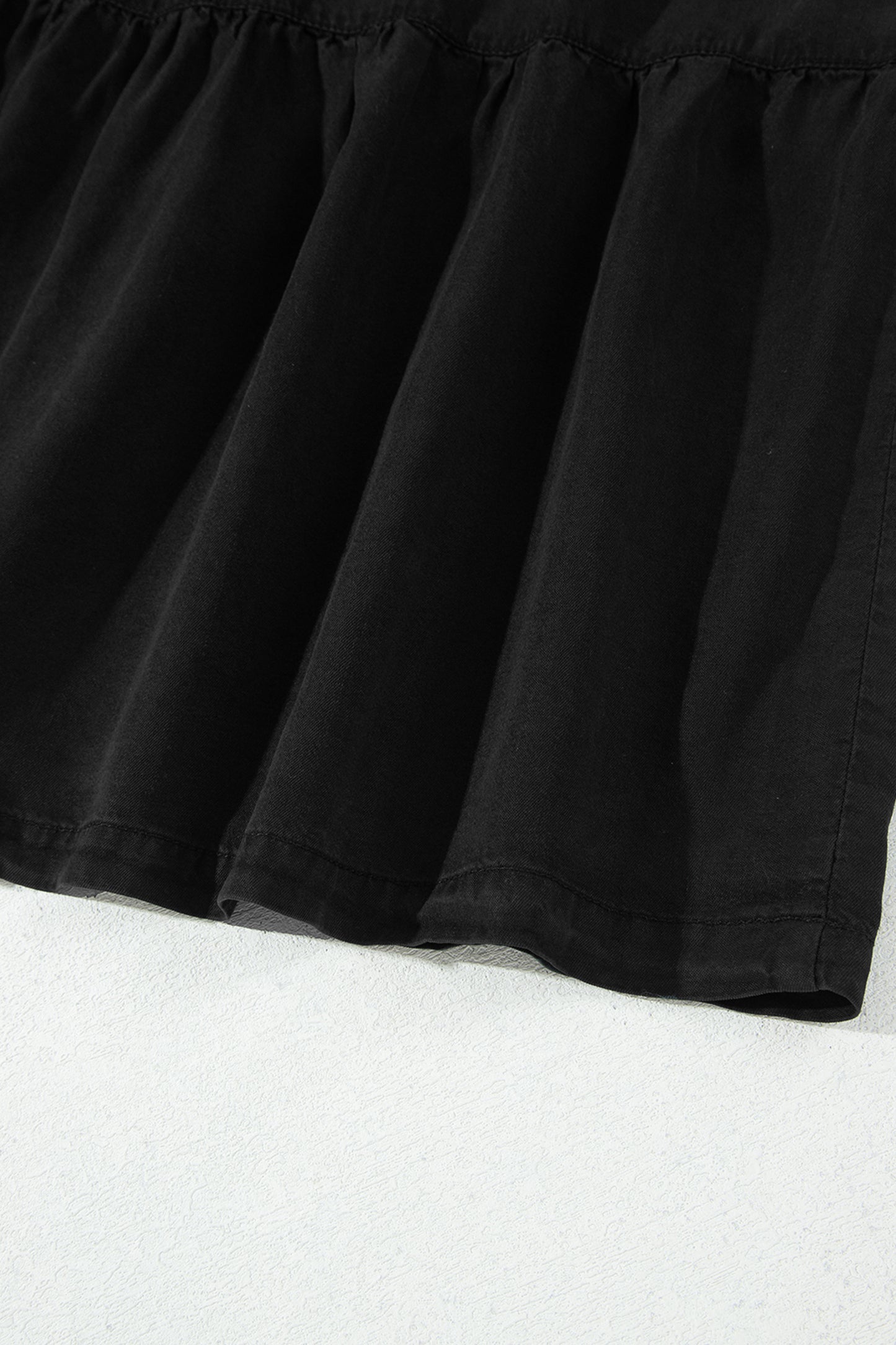 Beau Blue Elastic Waist Ruffled Tiered Flared Denim Maxi Skirt