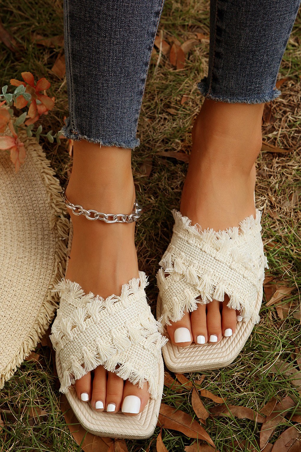 Ivory Fringe Muse Sandal