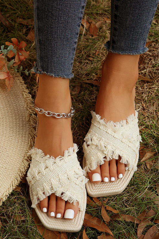 Ivory Fringe Muse Sandal