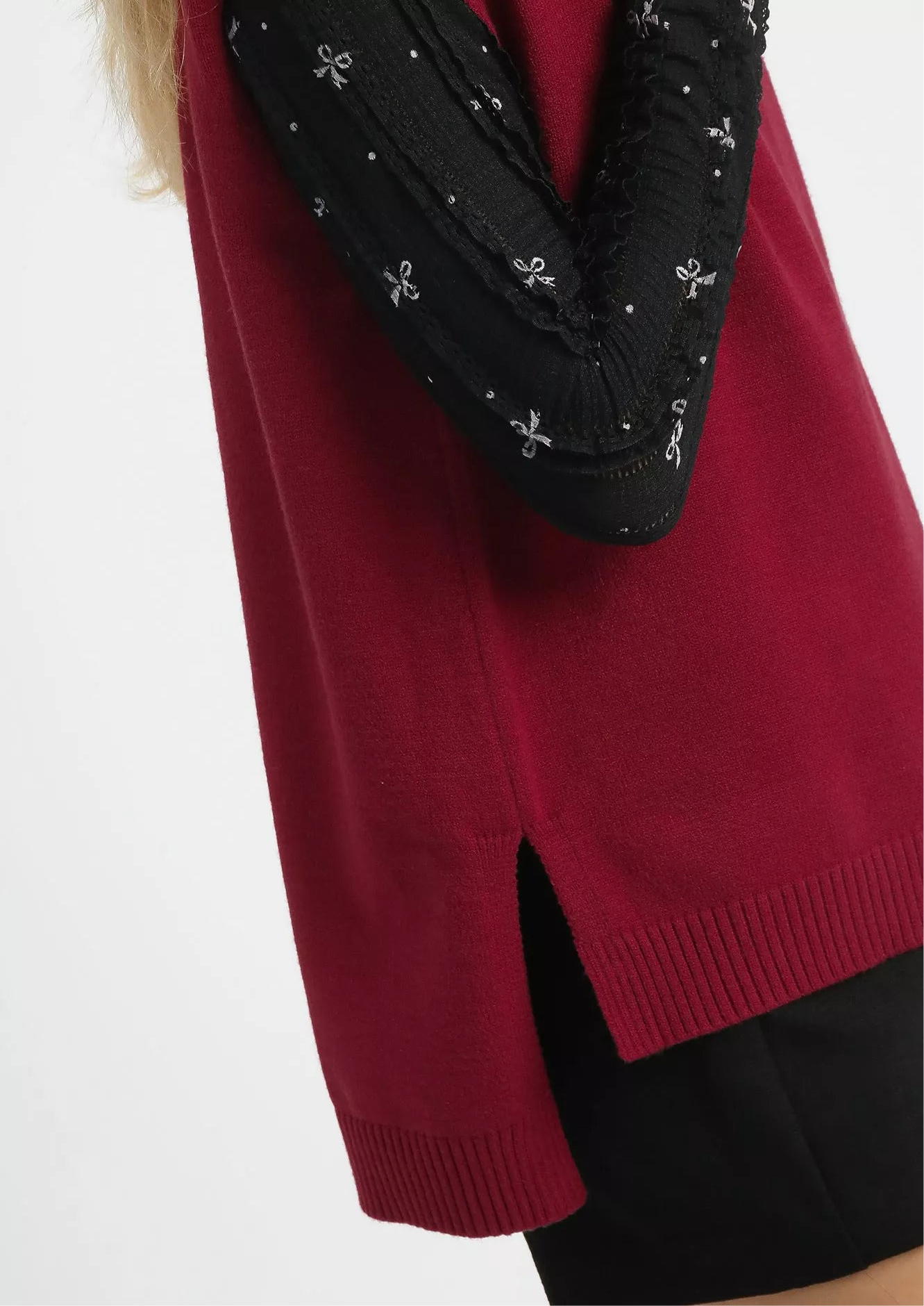 Umgee High-Low Turtleneck Sleeveless Sweater Top