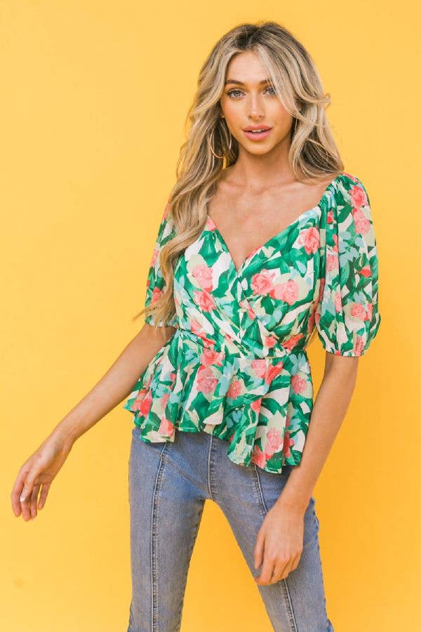 Midnight Garden Wrap Blouse
