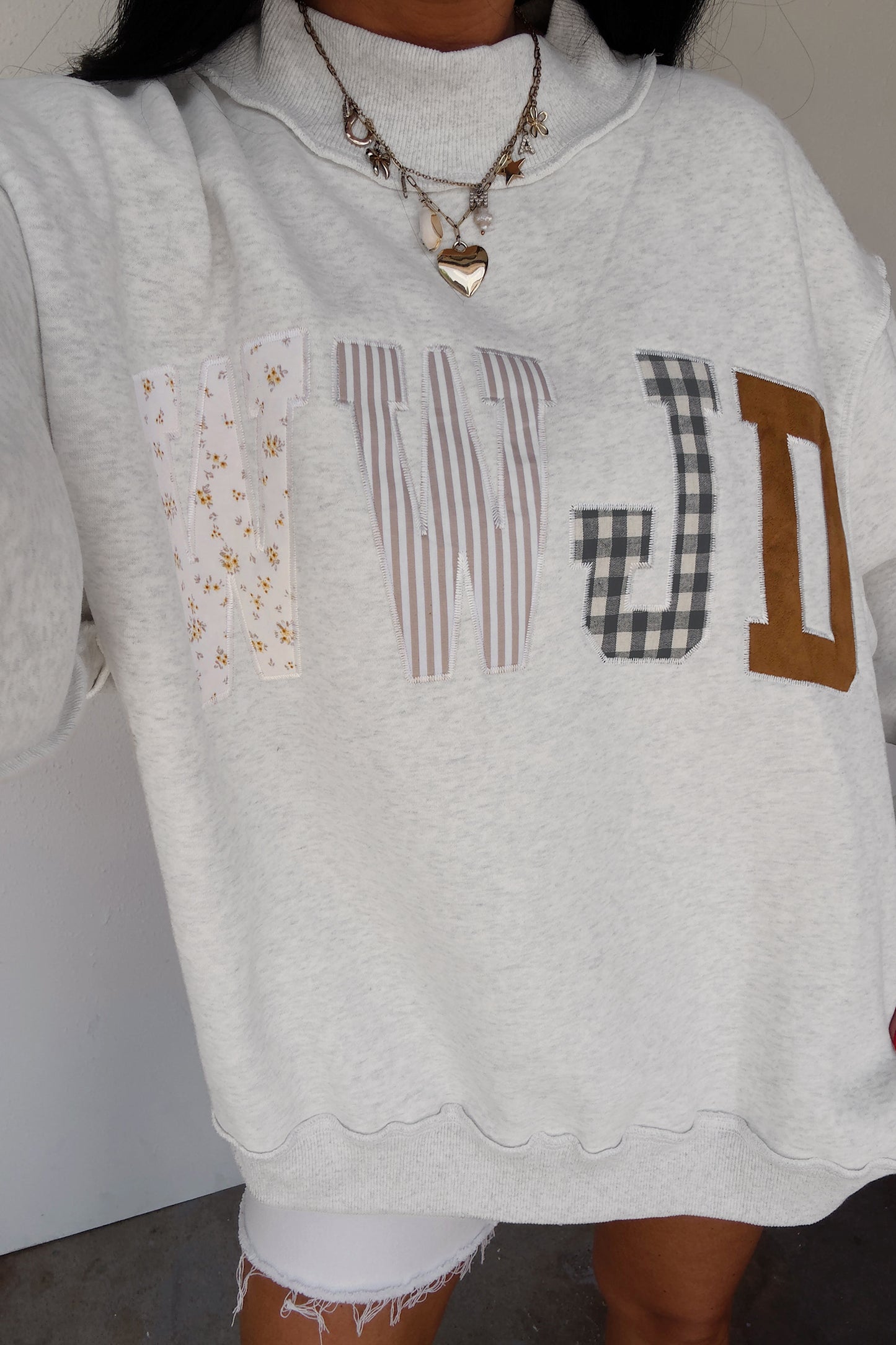 Gray WWJD Embroidered Mock Neck Sweatshirt