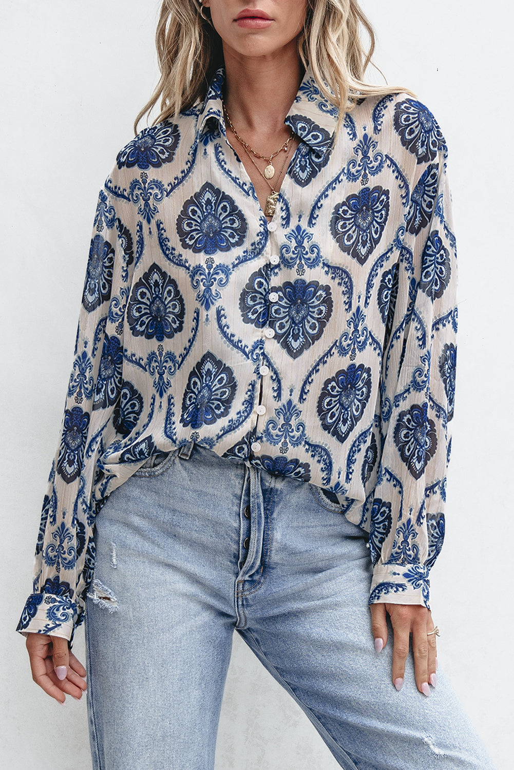 The Blue Willow Charm Button-Up