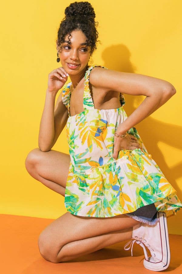 Palm Spritz Babydoll Blouse