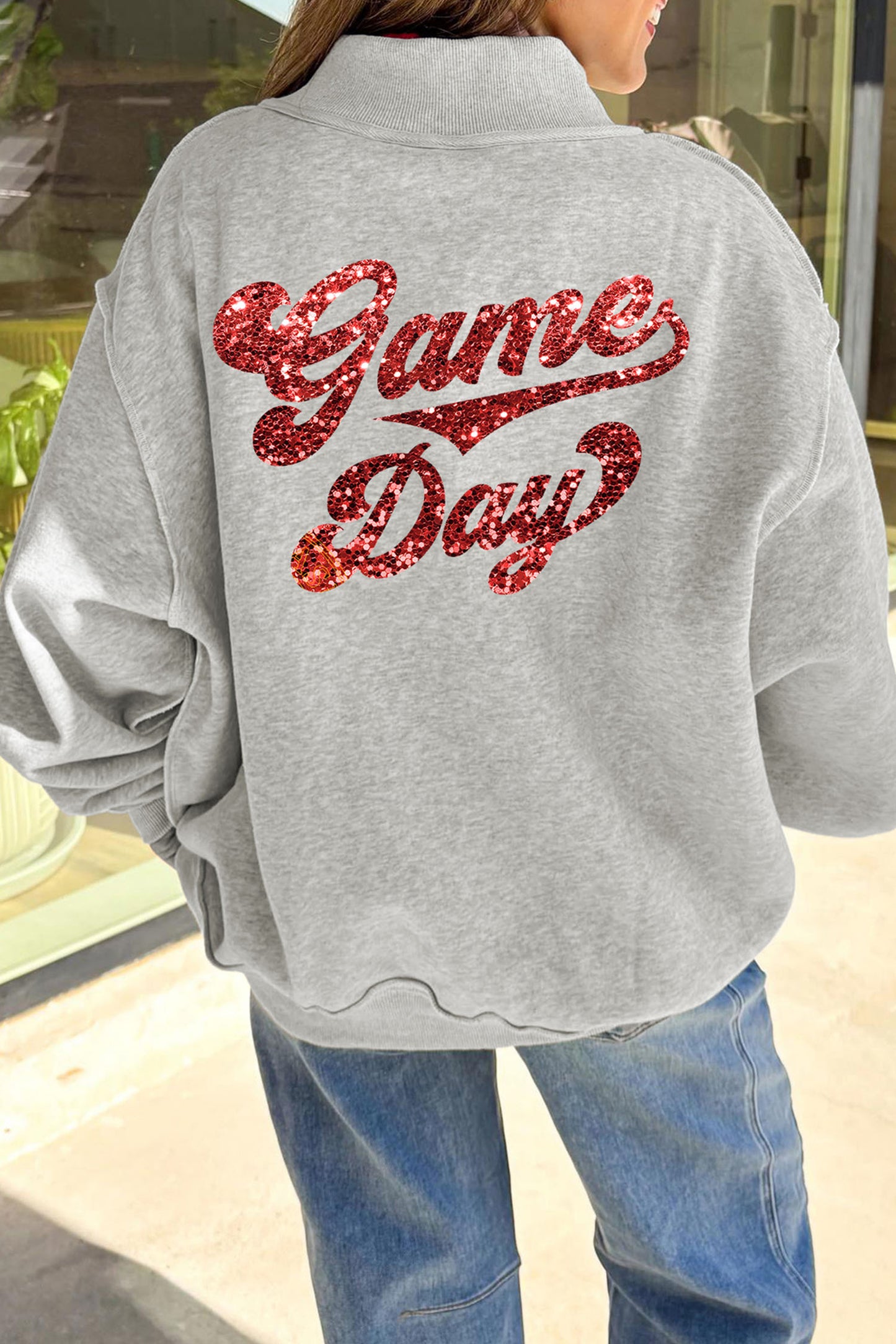 The Kickoff Sparkle Mock Neck Sweatshirt