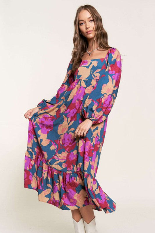Midnight Bloom Tiered Maxi