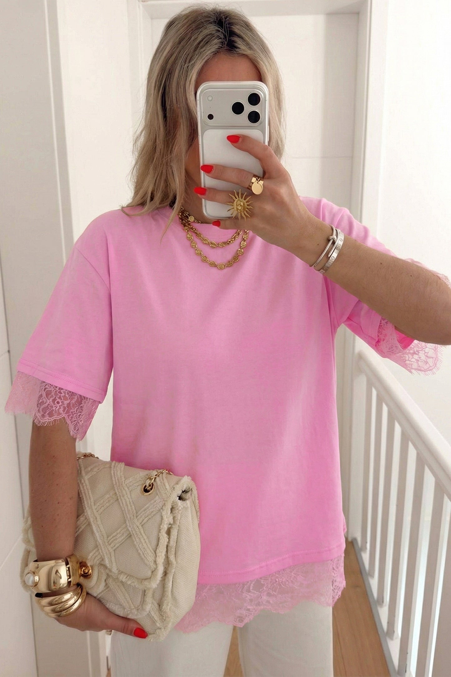 Blush Lace Back Tee