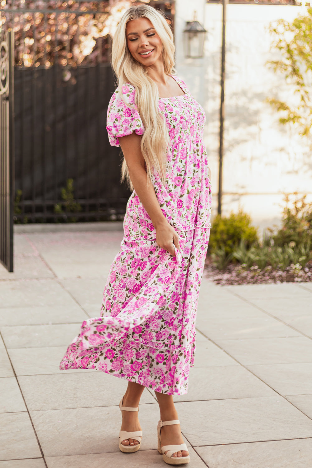Rosewood Garden Smocked Maxi