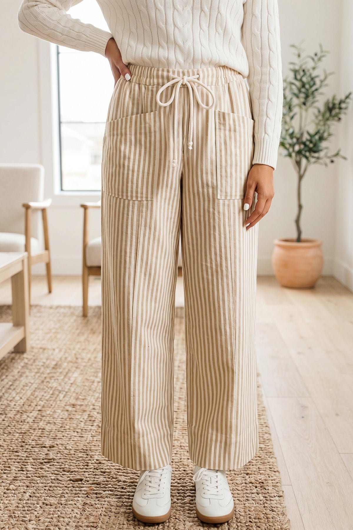 The Café Stripe Wide Leg Pants