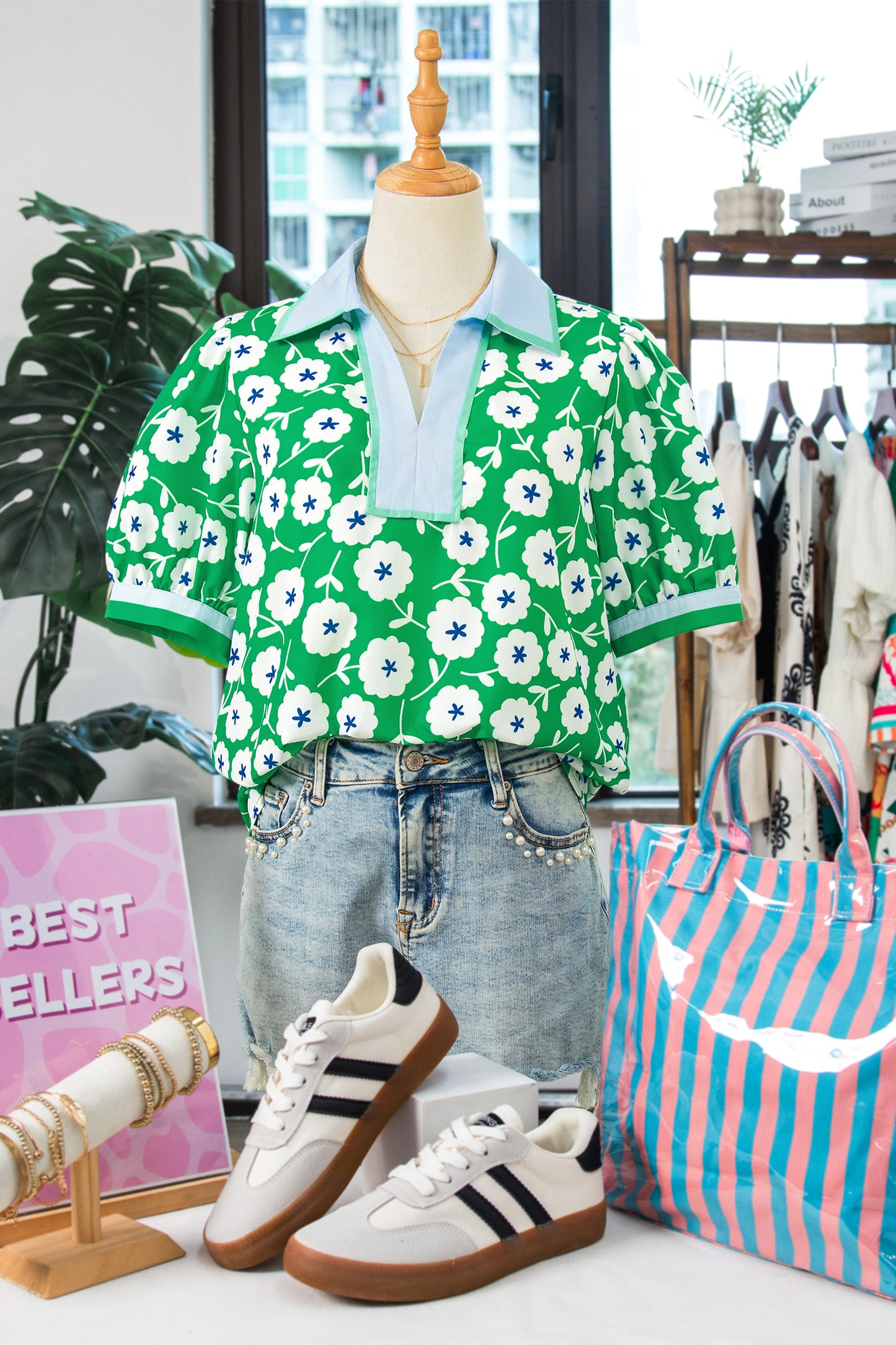 Emerald Garden Party Blouse