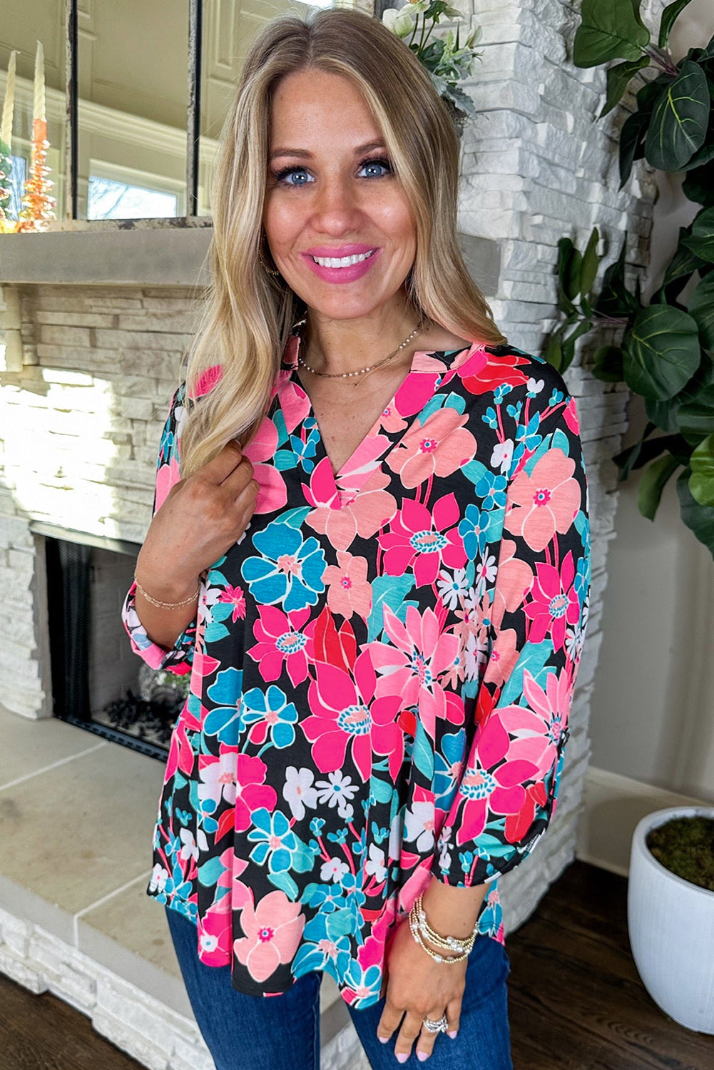 Pink Floral Blouse