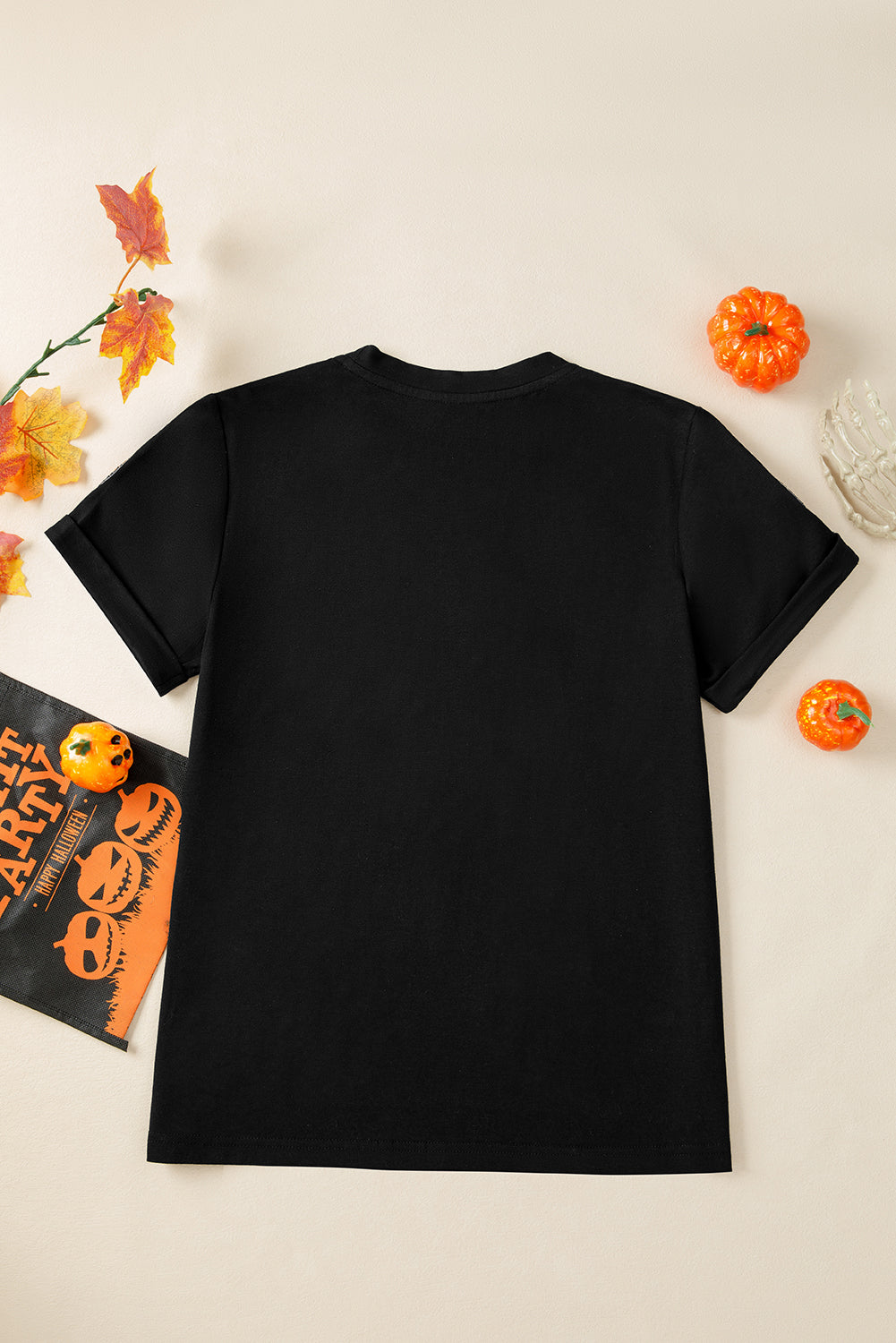 Sequin Pumpkin Face Halloween T Shirt
