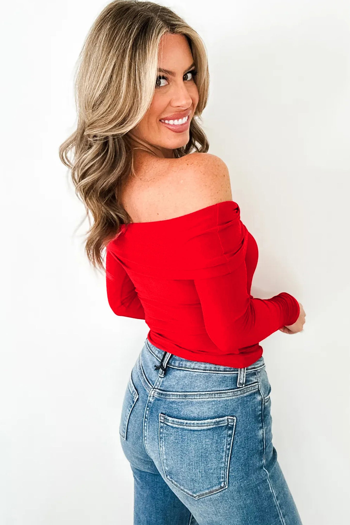 Ruby Red Off-Shoulder Top
