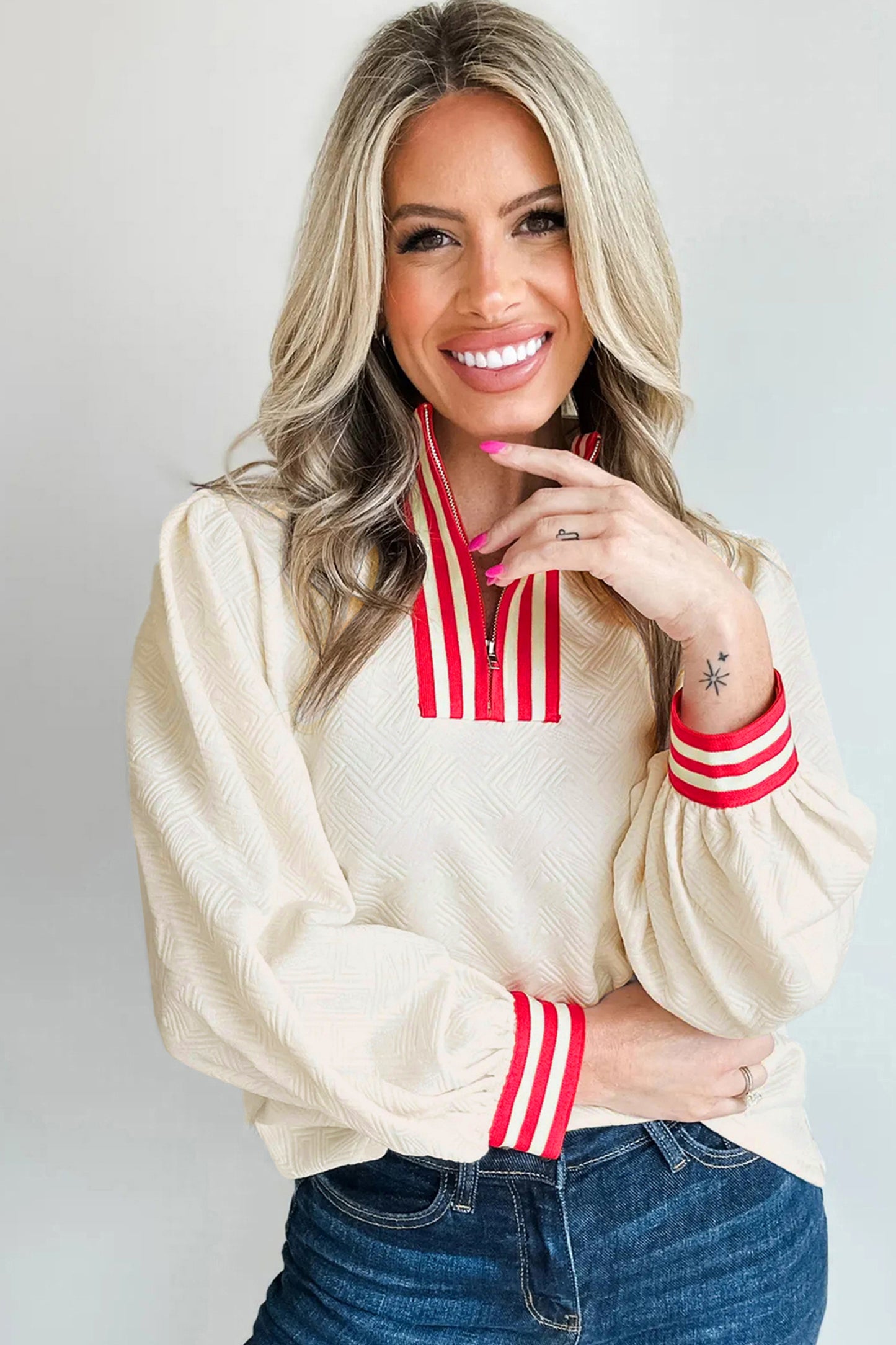 Ivory Lines Half Zip